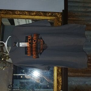 Harley-Davidson Gray T-Shirt with Orange Graphics